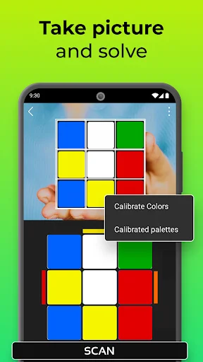 CubeX camera input feature scanning real Rubik's cube with color calibration options for automatic solving