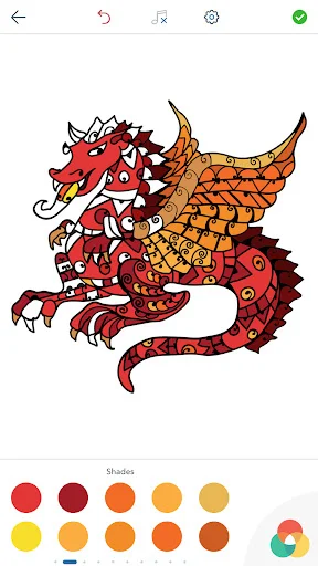 Red dragon dinosaur creature fully colored design with shade palette and color options for painting