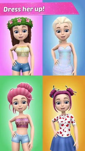 Customize Anna's appearance with four unique outfit and hairstyle combinations for dressing up gameplay