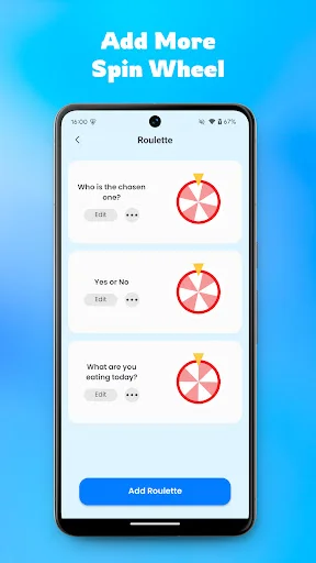Create custom roulette wheels for decision making with questions and spin wheels, includes Add Roulette feature