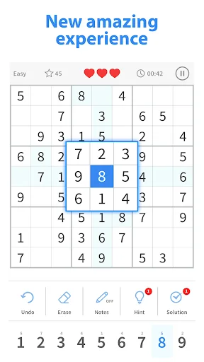 Sudoku game grid displaying cell selection and highlighting features demonstrating new gameplay experience with interactive puzzle solving interface