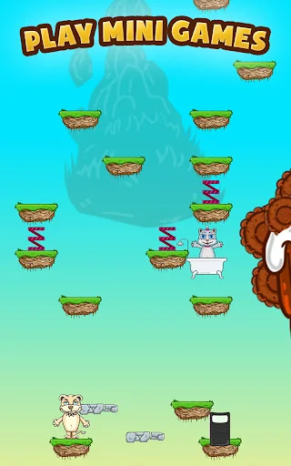 Interactive mini-games menu displaying various basket targets and cat character icons for casual gameplay on colorful gradient background