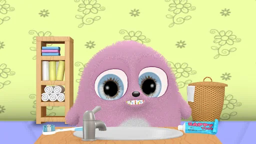 Workspace area for virtual pet Bobbie - casual pet game with interactive desk and care activities